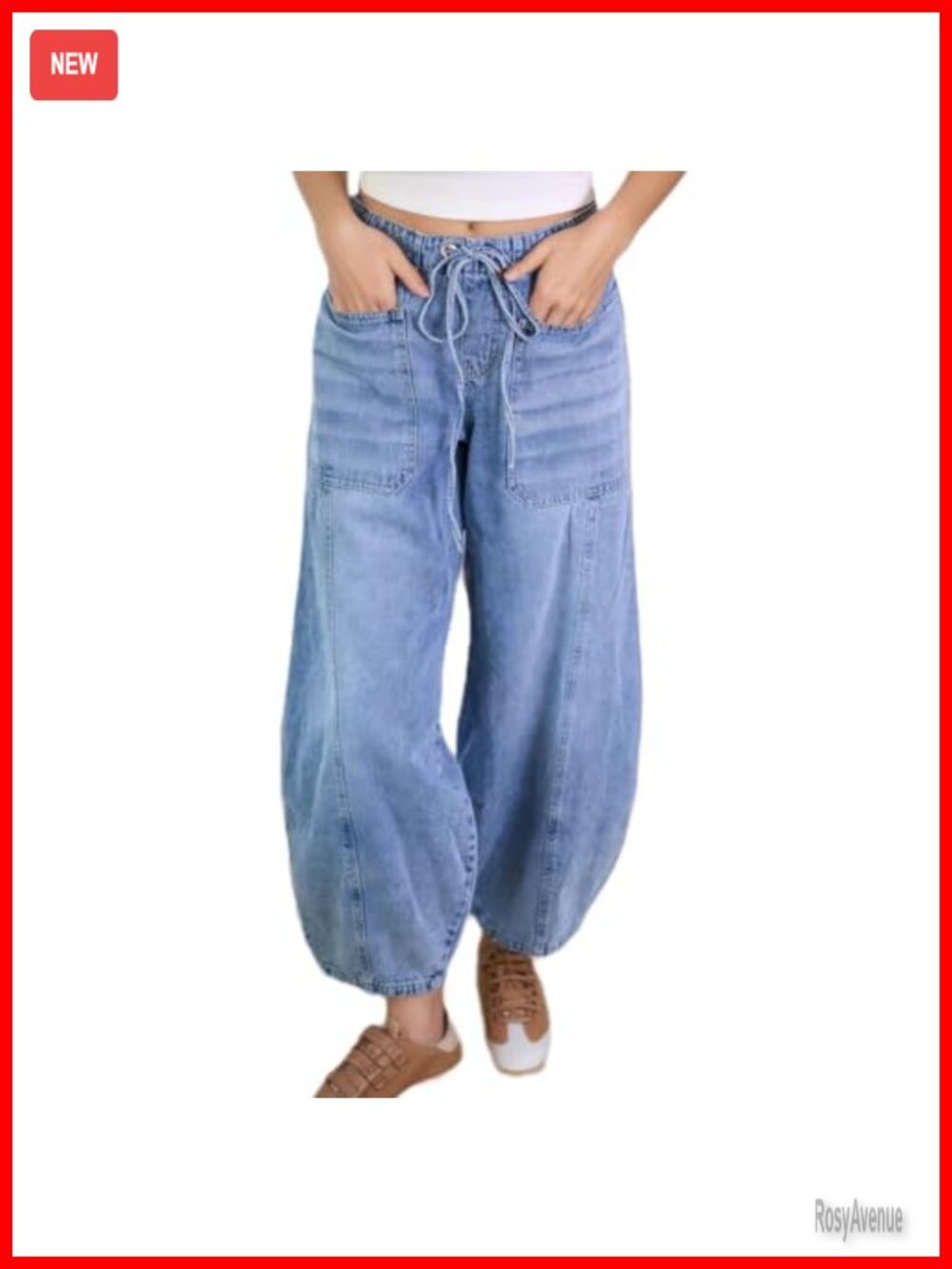 Women's Denim Joggers Drawstring Elastic Waist Stretch Loose Fit Jeans Pants